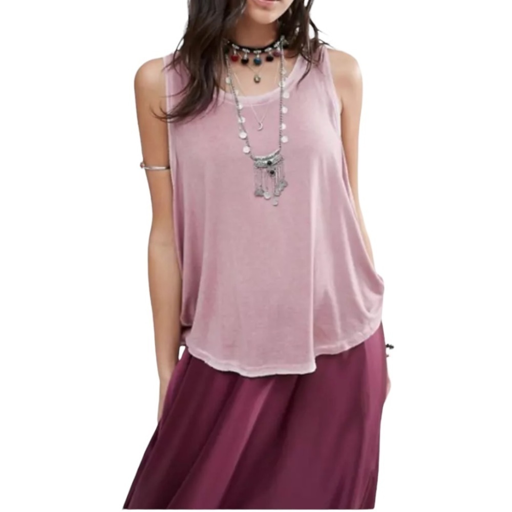 Free People Berry Slouchy Tank Top Dropped Armhole Festival Cami NWT